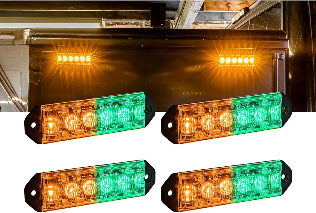 4pc 6W AMBER GREEN LED Flashing Strobe Light Head Emergency Grille Police Light P7478