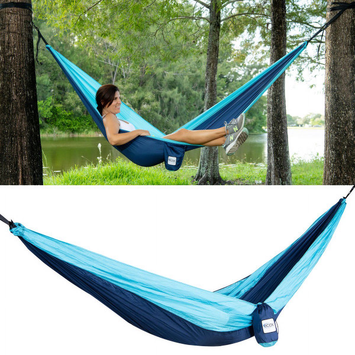 Camping Hammock Single with 2 Tree Straps, Portable Lightweight Nylon Parachute B247