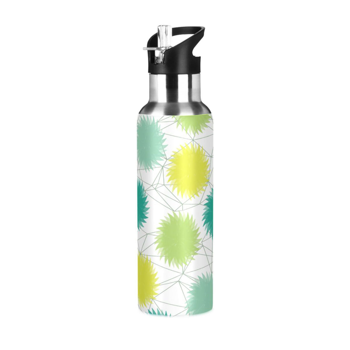 Green and Yellow Stainless Steel Insulated Water Bottle with Straw Lid S3679
