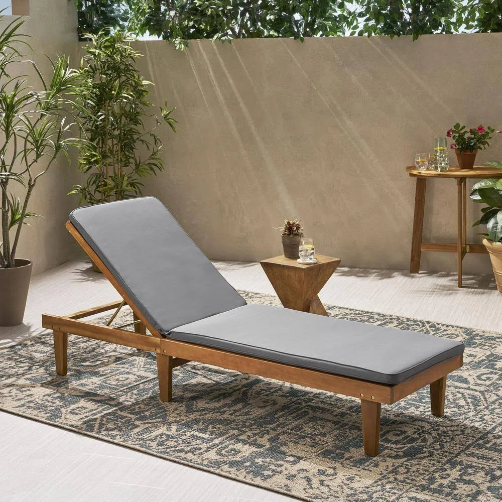 Teak and Gray Acacia Wood Chaise Lounge L6235