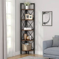 5 Tier Corner Bookshelf Bookcase Brown T6090