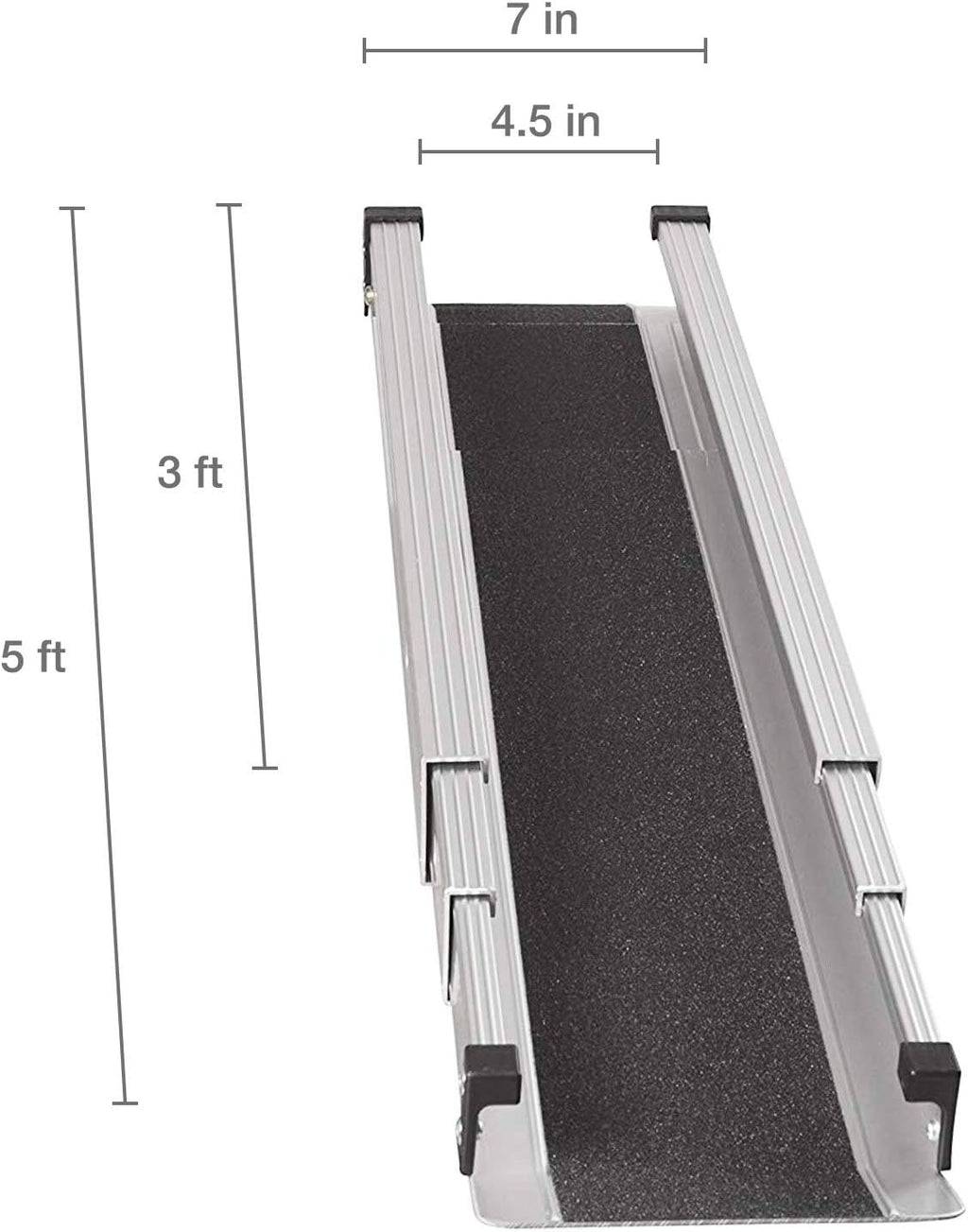 Portable Adjustable Wheelchair Ramp, 3-5 Ft Long, 4.5 In Wide, 2 Ramps Included H9704