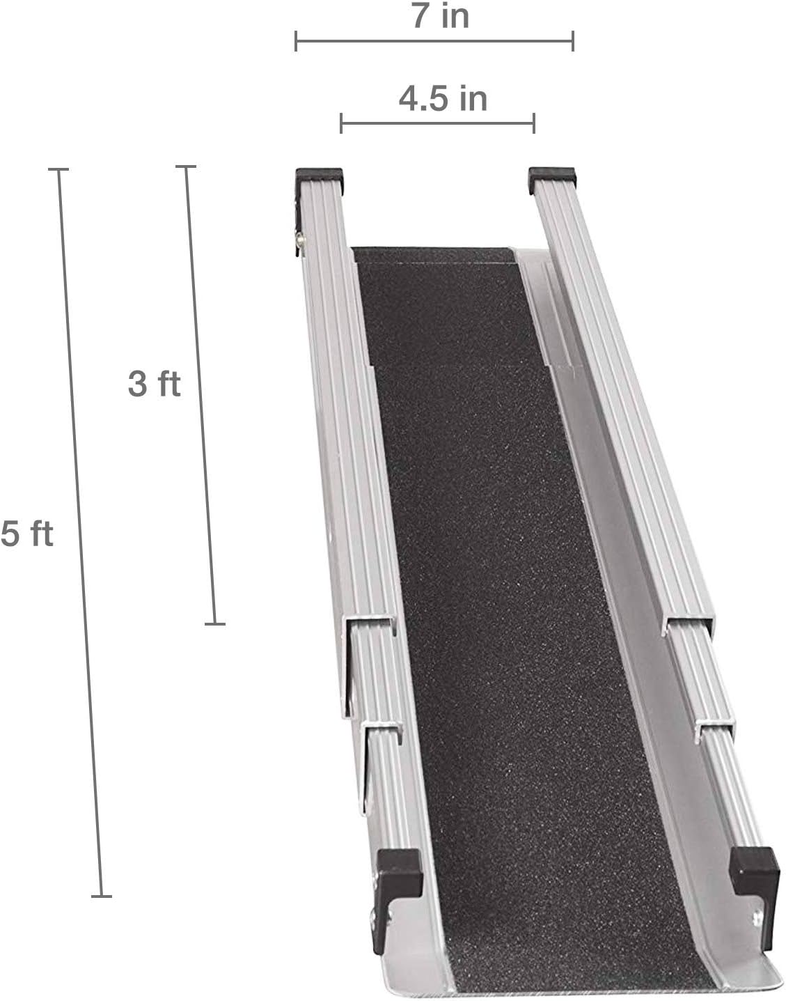 Portable Adjustable Wheelchair Ramp, 3-5 Ft Long, 4.5 In Wide, 2 Ramps Included H9704