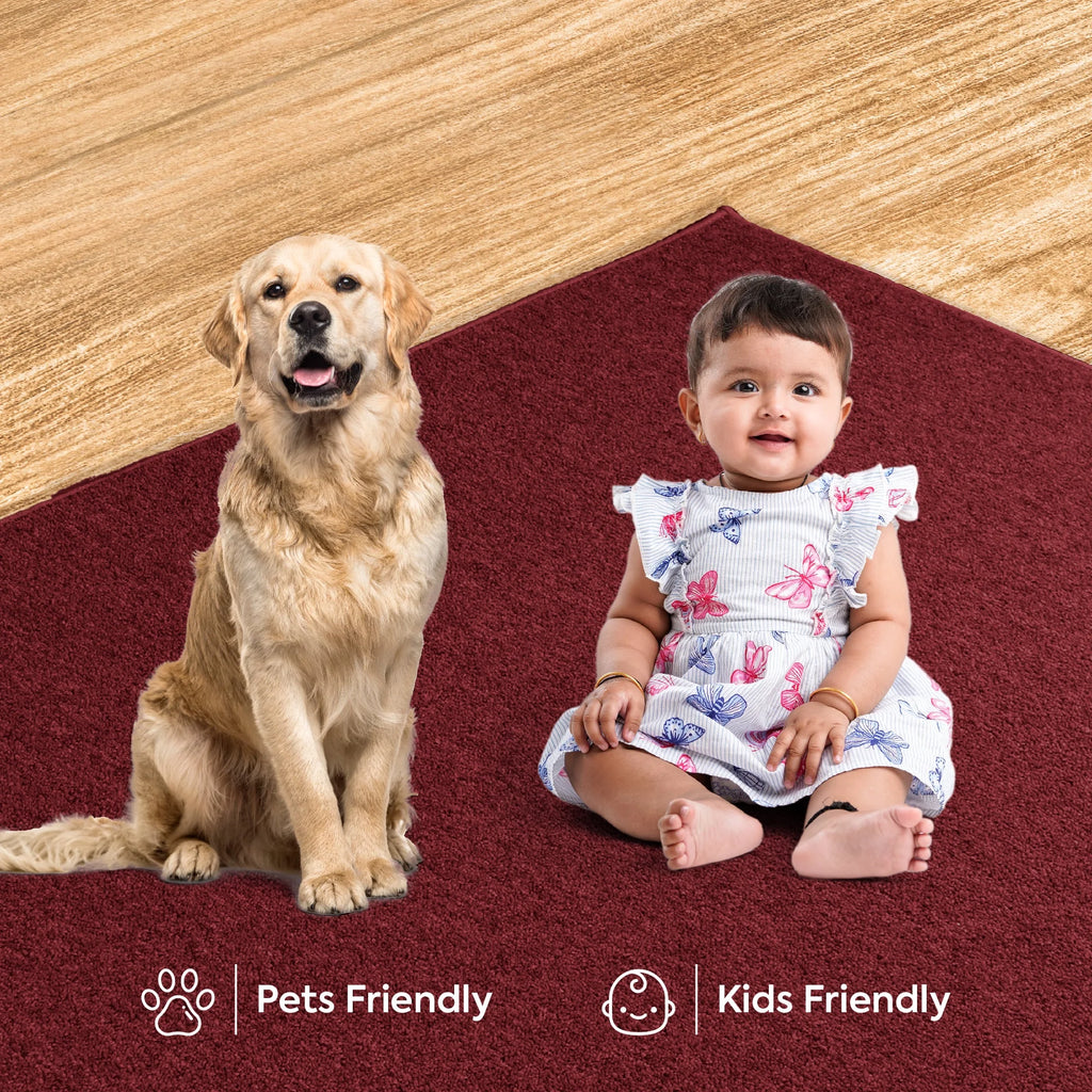 Red 18" x 36" Half Round Solid Color Rug H3825