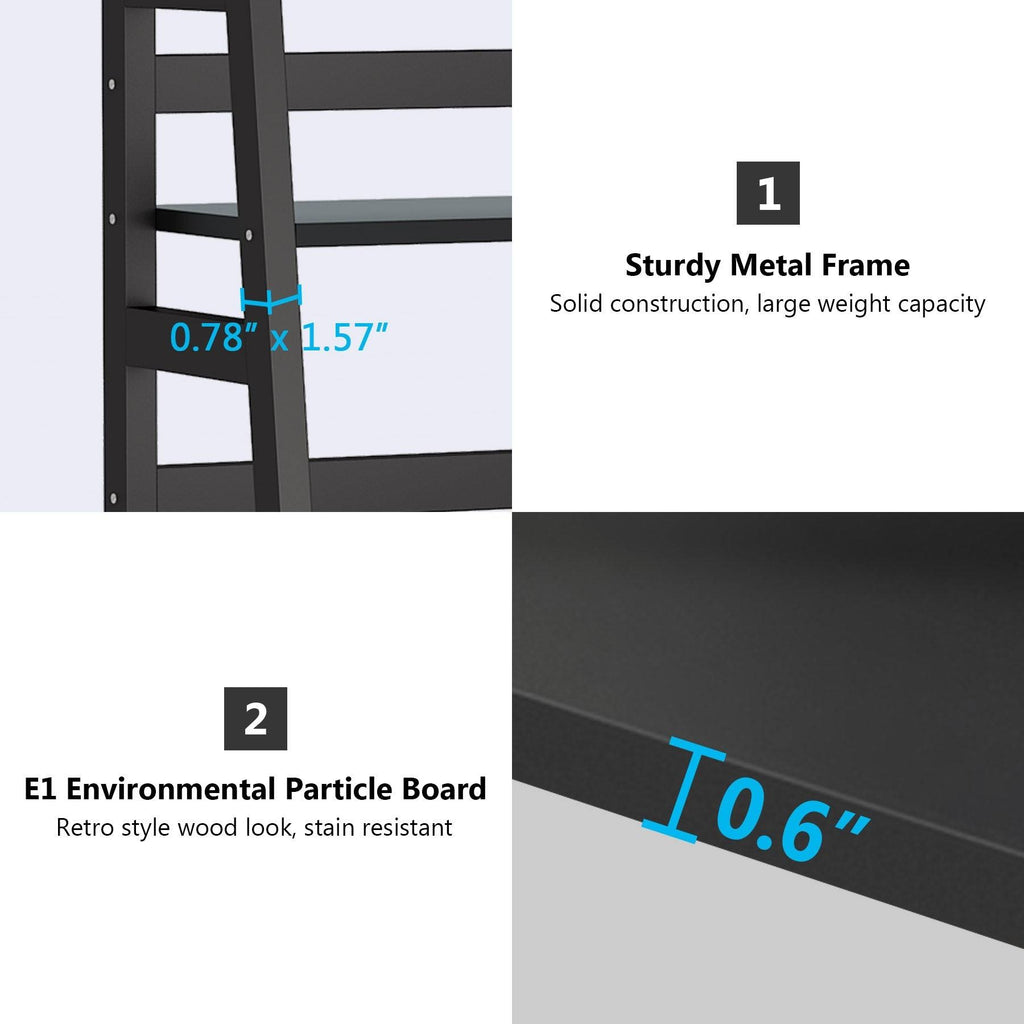 5-Tier Ladder Bookshelf Bookcase Brown U32035