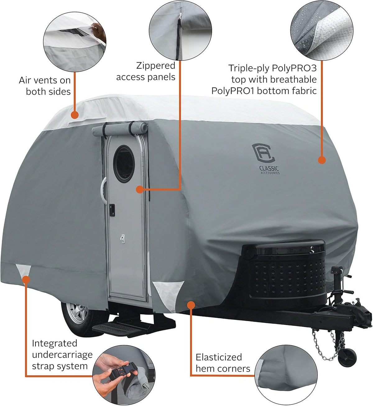 Teardrop Trailer Cover, Fits 12' - 15'L, 7'W R920