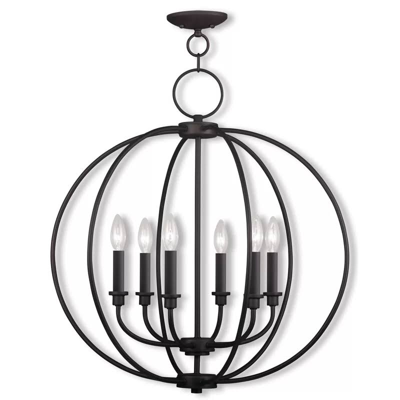 6-Light Globe Chandelier Brushed Nickel T741208