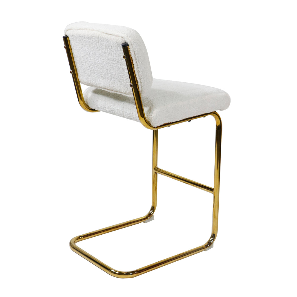 Ivory Boucle Fabric Counter Height Bar Stools Set of 2 R60871