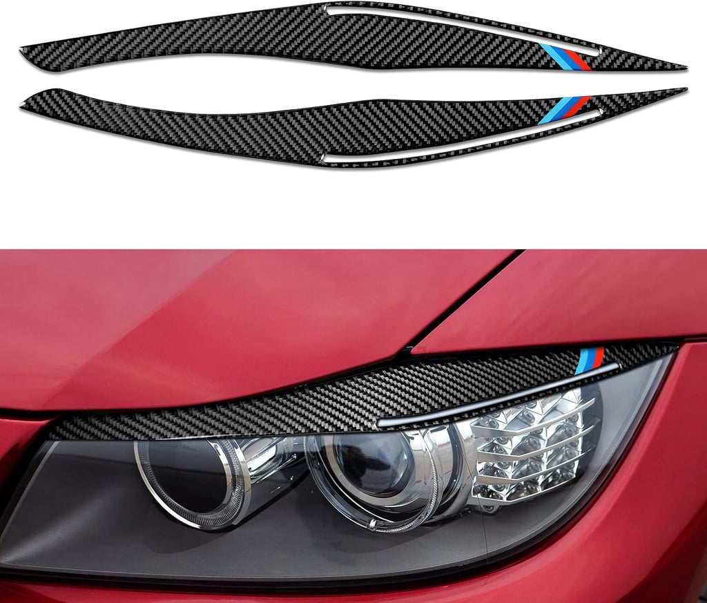 Carbon Fiber Headlights Eyebrows Sticker Decals Trim Cover for BMW E90 T1959