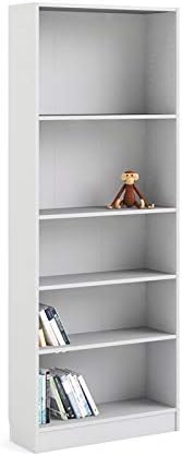 Tall Narrow 5 Shelf Bookcase in White U571251