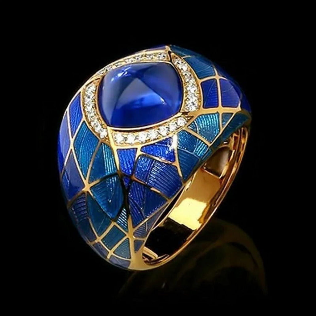 925 Sterling Silver Sapphire Ruby Diamond Ring I770