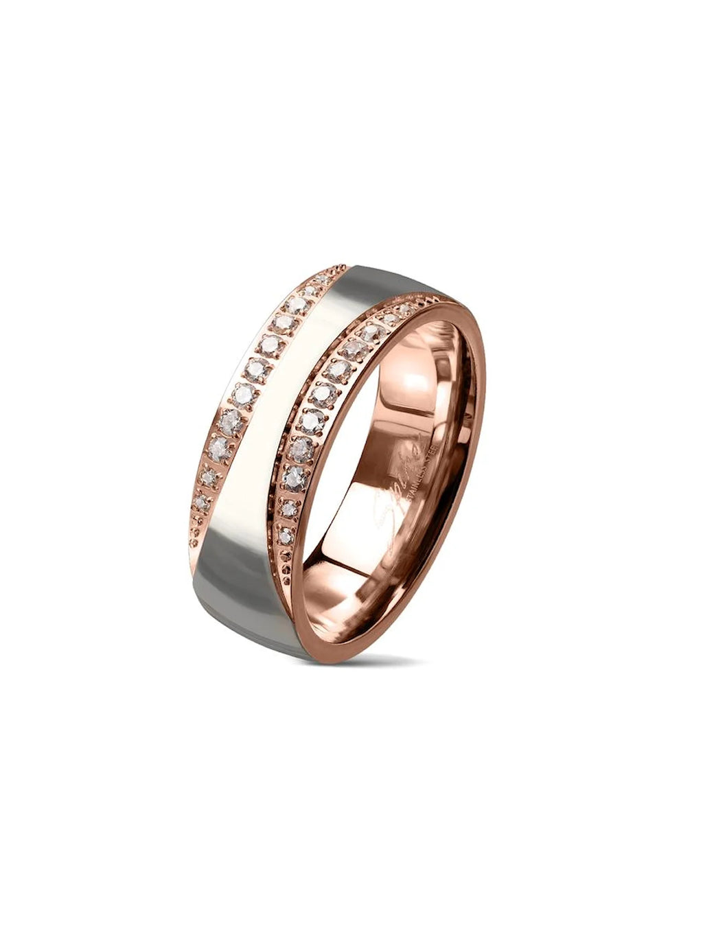Rose Gold Halo Cz Wedding Ring Set L417