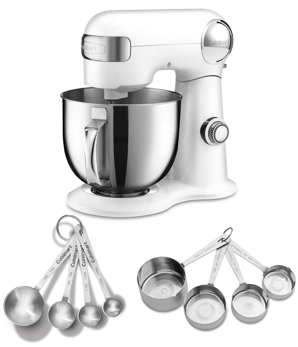 White Stand Mixer with Stainless Steel Measuring Cups and Spoons T88923
