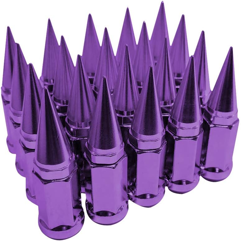 20 pc Purple Spike Lug Nut M12x1.25 Conical Seat Hex 3/4 in Y4458