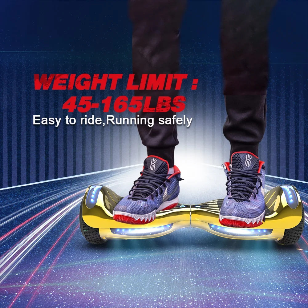 Chrome Gold Self Balancing Electric Scooter Hoverboard with Bluetooth Speaker A208331