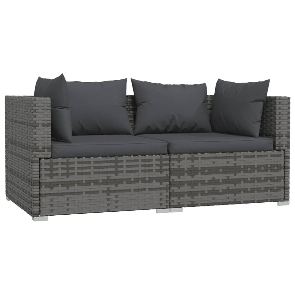 3 Piece Gray Poly Rattan Corner Sofa Set with Cushions J218