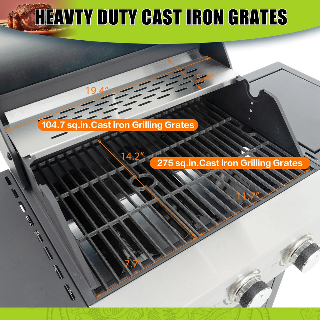 3-Burner Stainless Steel Propane Gas Grill with Side Burner R88833