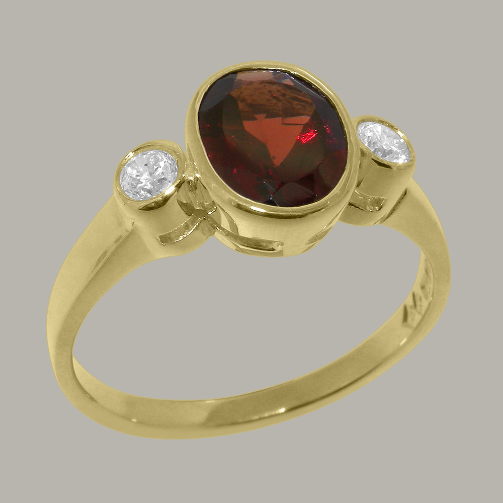9k Yellow Gold Garnet Diamond Ring K73469
