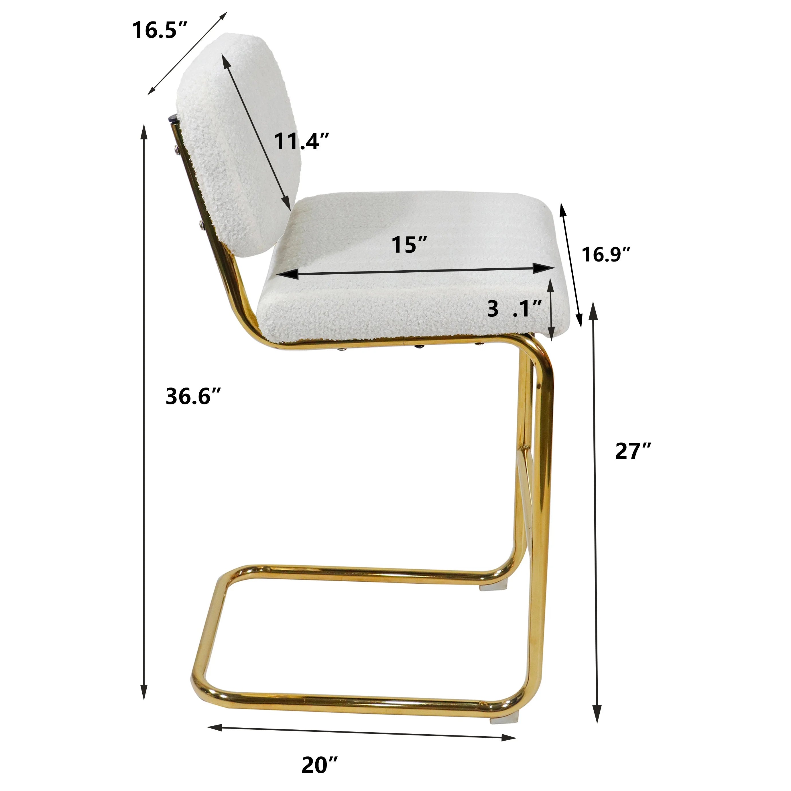 Ivory Boucle Fabric Counter Height Bar Stools Set of 2 R60871