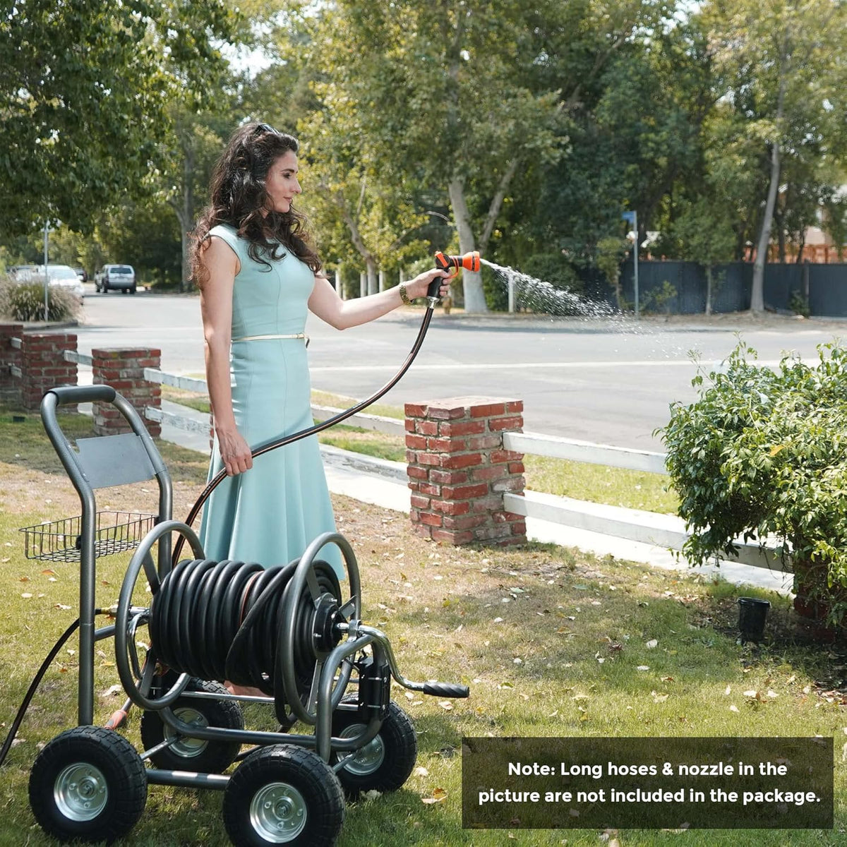 Industrial Hose Reel Cart with 4 Solid Wheels, 250-Feet Capacity X7682