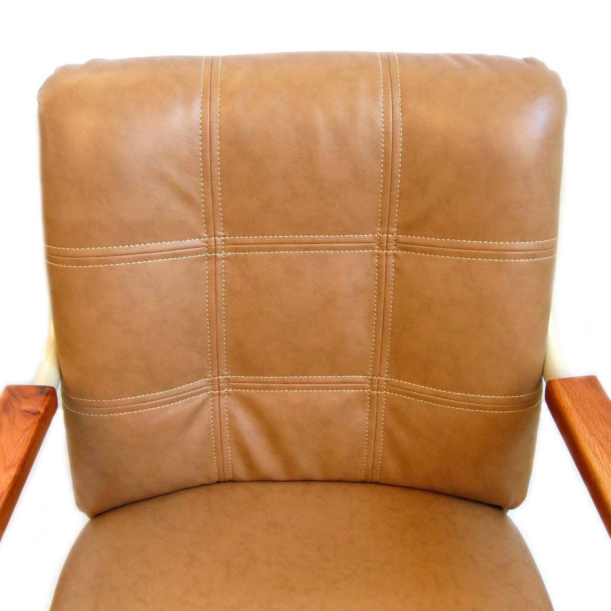 Swivel Tilt Caster Arm Chair in Buff Polyurethane G4405