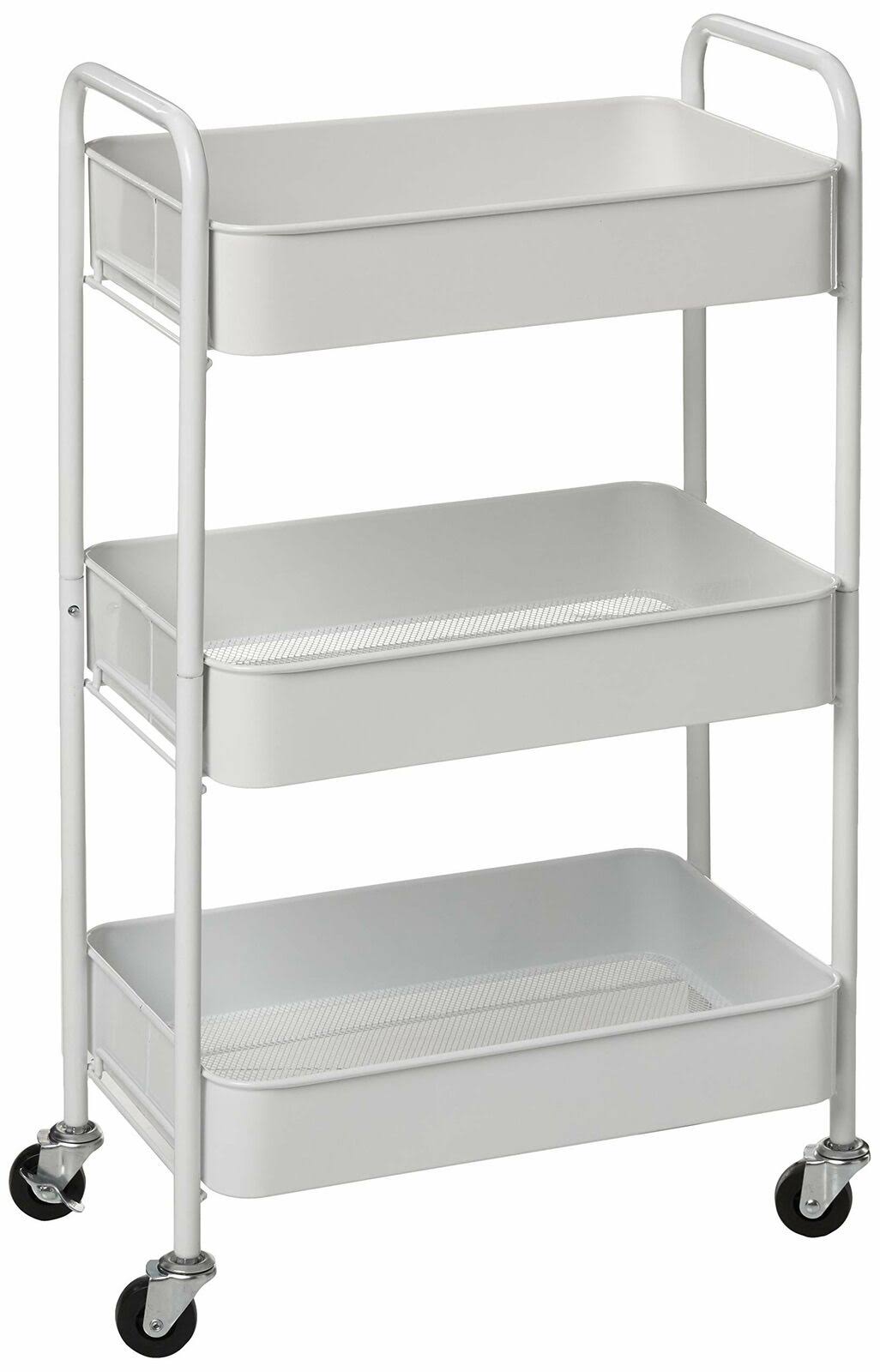 White 3-Tier Rolling Metal Utility Cart I776625