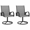 2 Pcs Textilene and Steel Gray Swivel Chairs Q140870