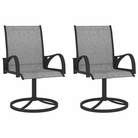 2 Pcs Textilene and Steel Gray Swivel Chairs Q140870