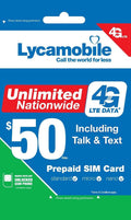 Lycamobile USA Sim Card Pack of 2 with $50 Monthly Plan W41510