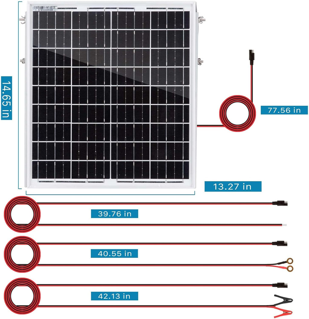 20 Watt 12V Solar Panel Kit with Adjustable Tilt Mount Brackets and 5A PWM Solar Charge Controller U3202
