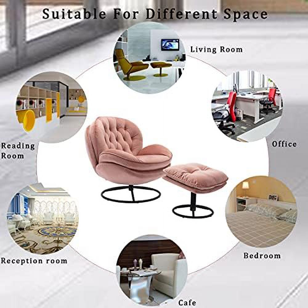 Velvet Swivel Accent Chair with Ottoman Set Y9532