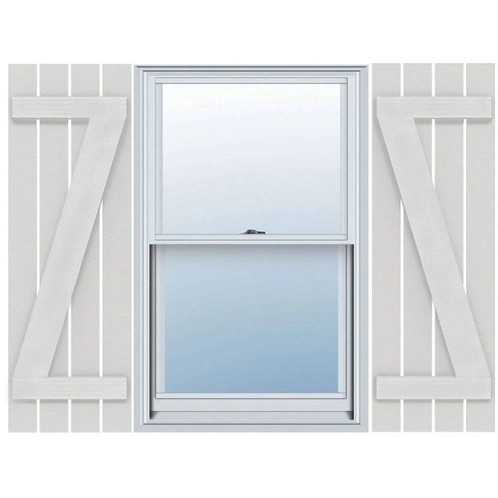 Rustic Four Board Spaced Board-n-Batten Faux Wood Shutters (Per Pair) R753012