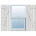 Rustic Four Board Spaced Board-n-Batten Faux Wood Shutters (Per Pair) R753012