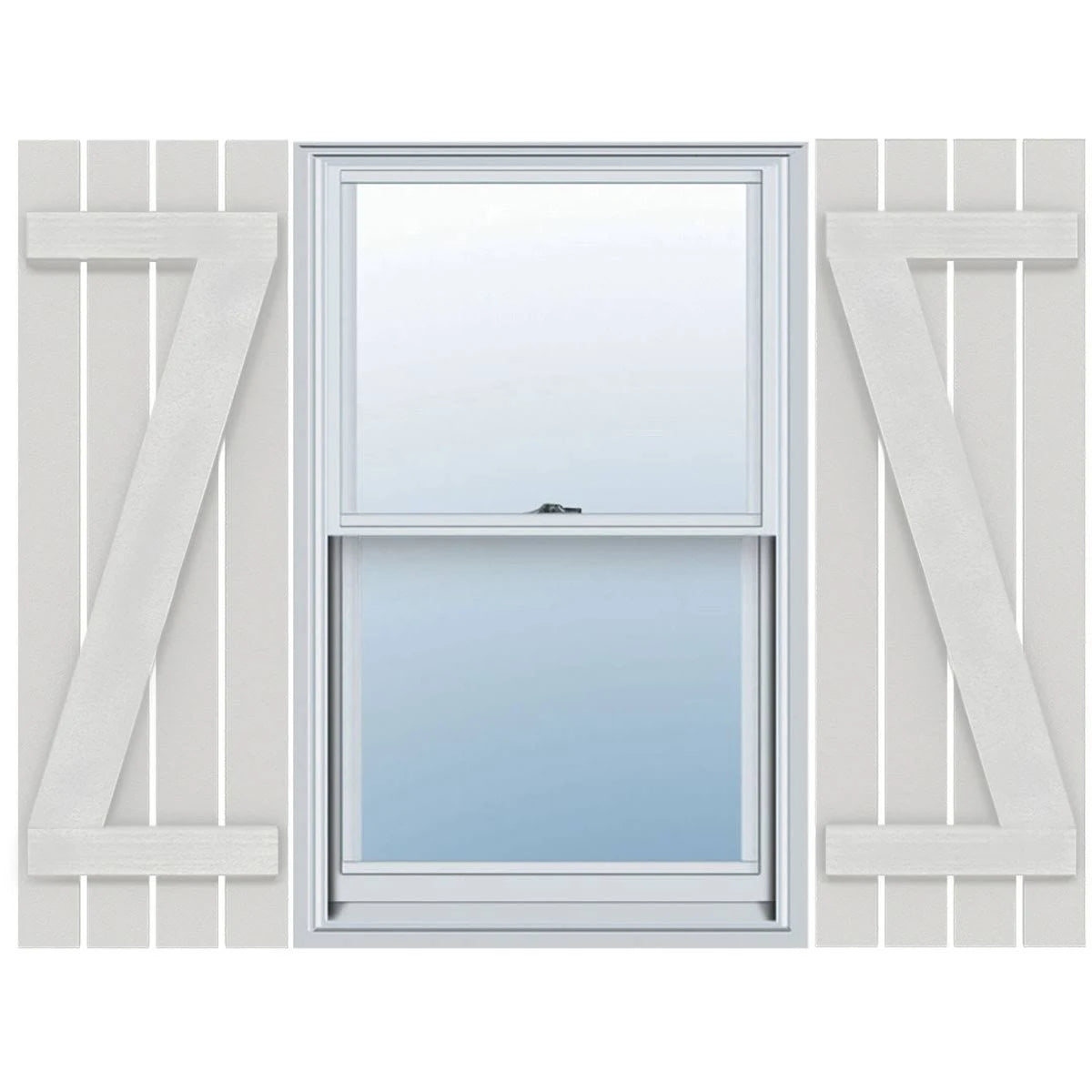 Rustic Four Board Spaced Board-n-Batten Faux Wood Shutters (Per Pair) R753012