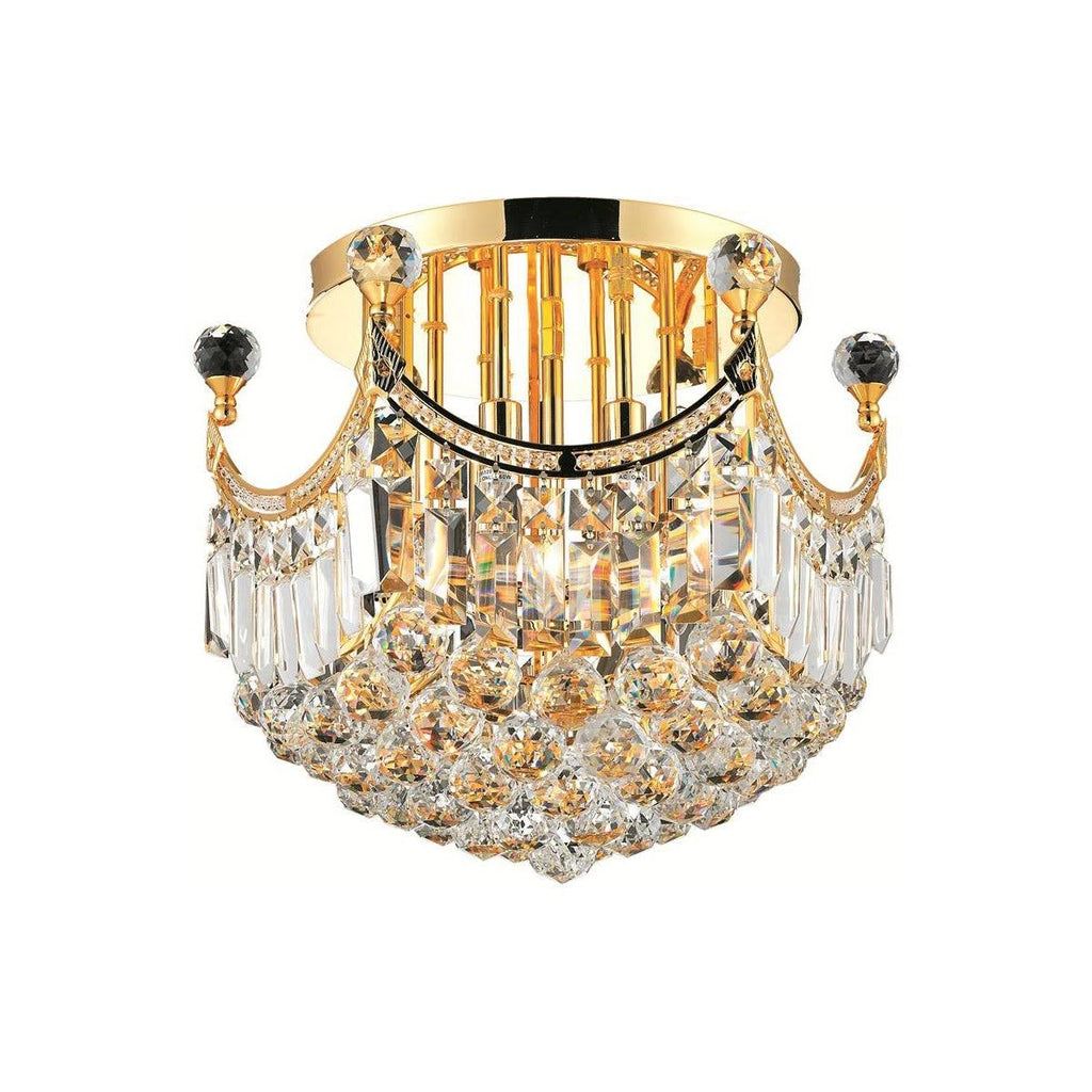 6 Light Gold Flush Mount Cut Crystal R84393