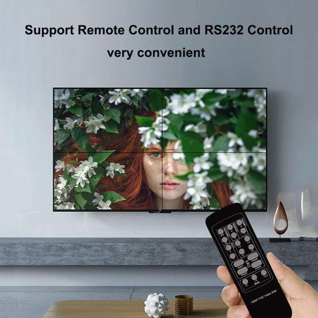 4K 2x2 Video Wall Controller Splitter, 4X1 Quad Viewer, 1 HDMI/DVI Input 4 HDMI Output, Video Wall Processor with RS232 Control W643
