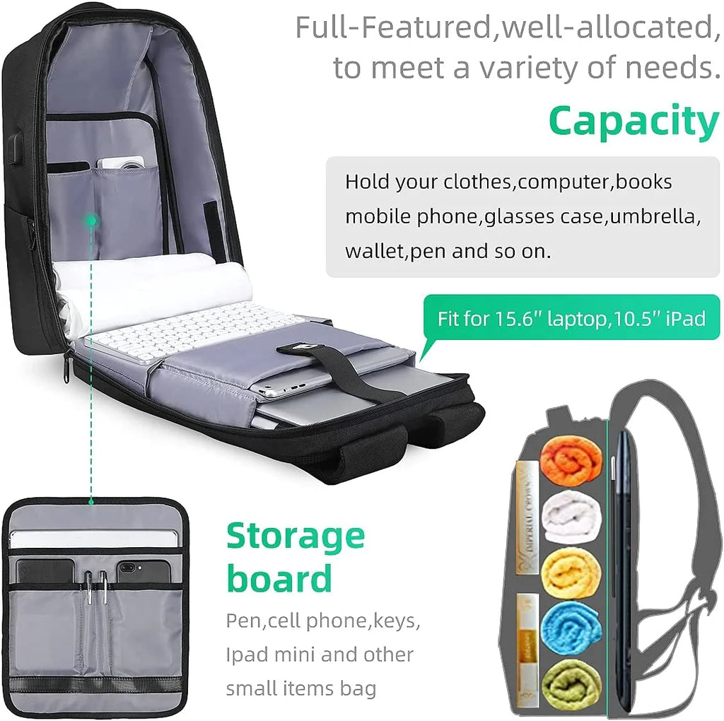 Anti Theft Backpack with TSA Approved Lock and Scratch Resistant Shell, Waterproof Travel Backpack, USB Laptop Backpack Fits 15.6 Inch Notebook O75203