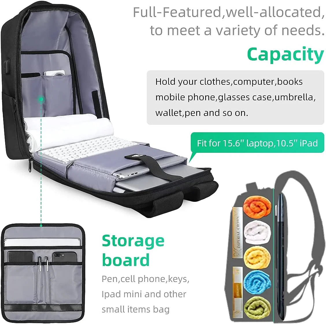 Anti Theft Backpack with TSA Approved Lock and Scratch Resistant Shell, Waterproof Travel Backpack, USB Laptop Backpack Fits 15.6 Inch Notebook O75203