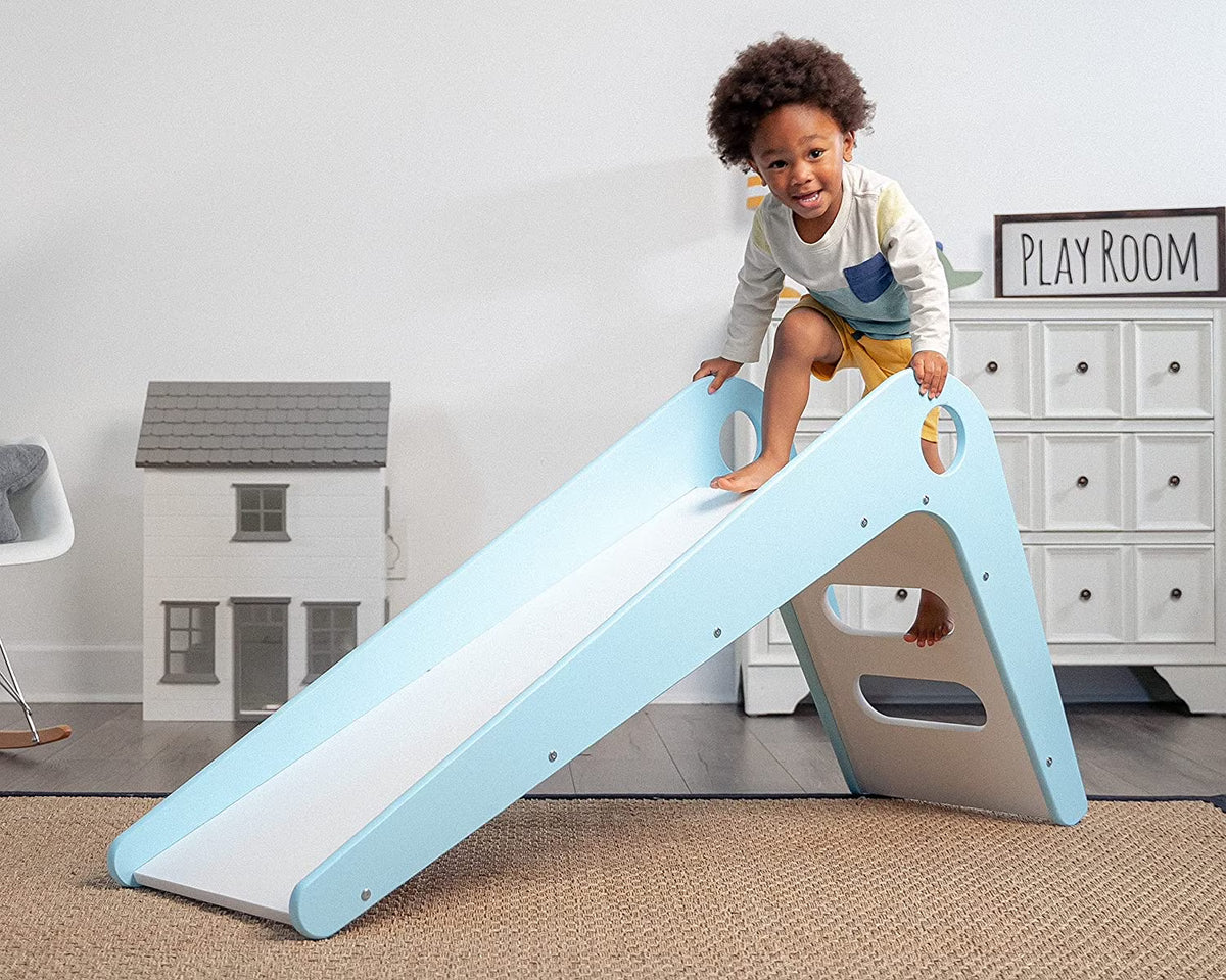 Wooden Indoor Slide for Kids Ages 18mo - 4 Years (Blue) U732206