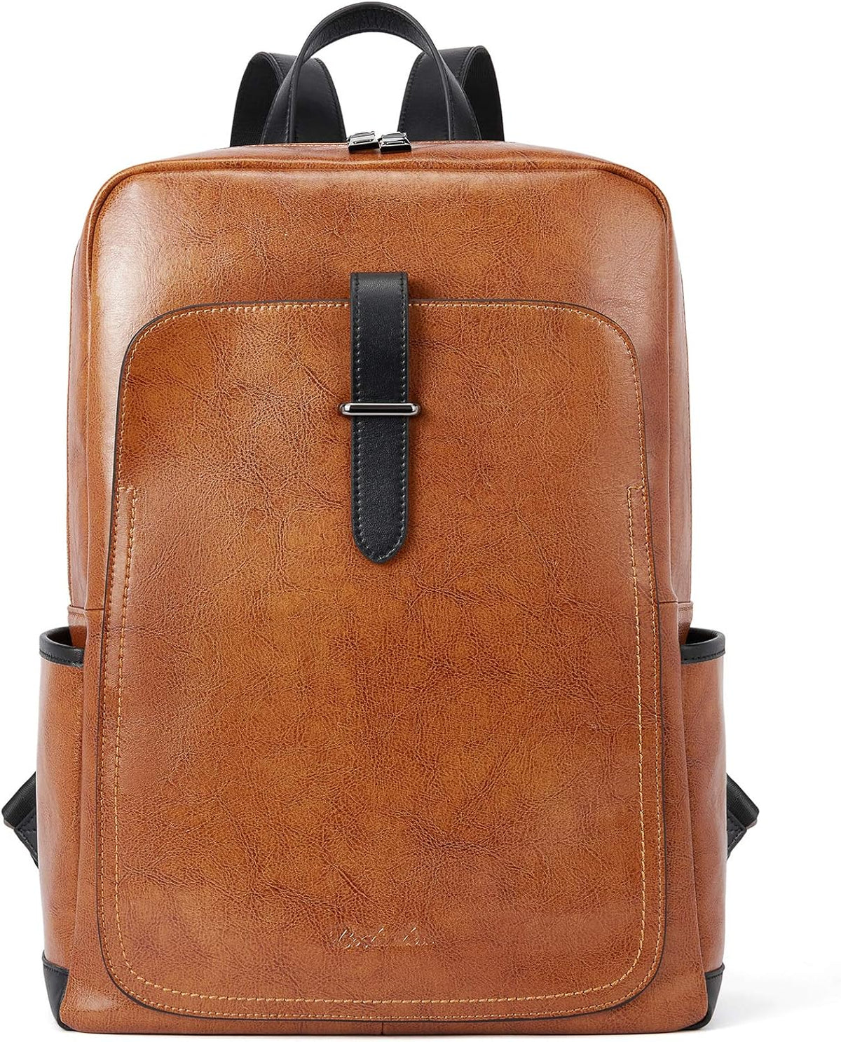 Black Leather Laptop Backpack 15.6 inch D788