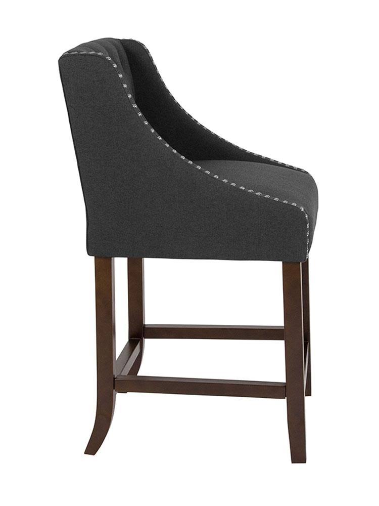 Charcoal Tufted Walnut Counter Height Stool Y539011