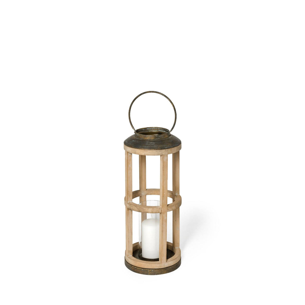 Natural Wood Cylindrical Lantern L230427