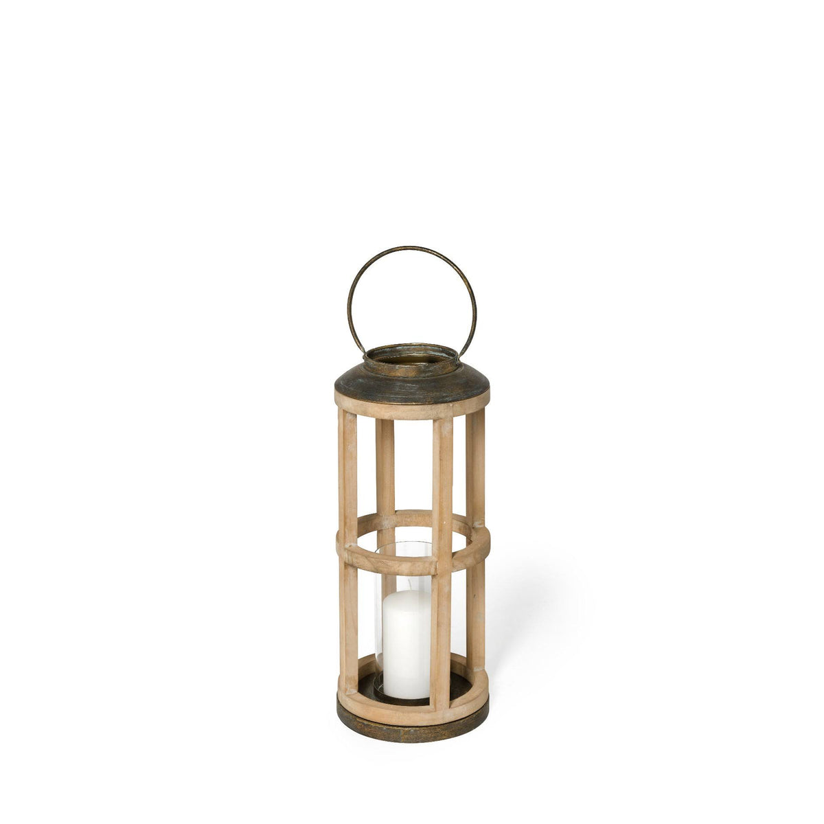 Natural Wood Cylindrical Lantern L230427