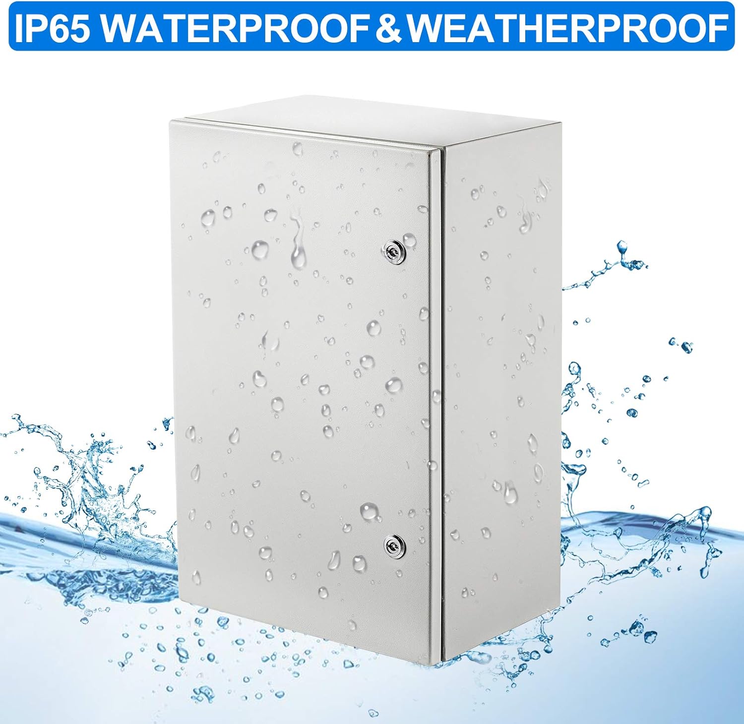 Steel Electrical Enclosure Box, 24'' x 16'' x 12'', IP65 Weatherproof Metal Box with Mounting Plate T252113