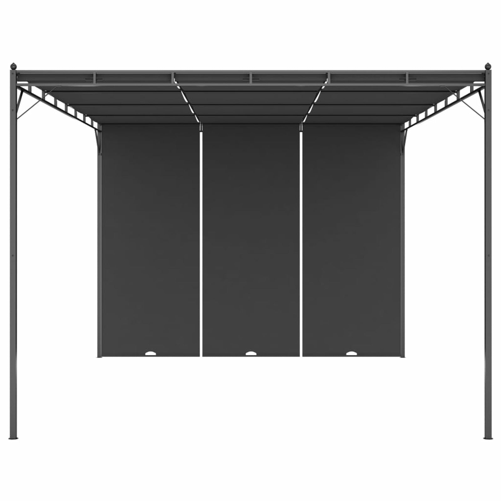 Gazebo with Side Curtain Steel Frame Canopy Tent Sun Shelter Anthracite 157.5 x 118.1 x 88.6 Inches Y468100