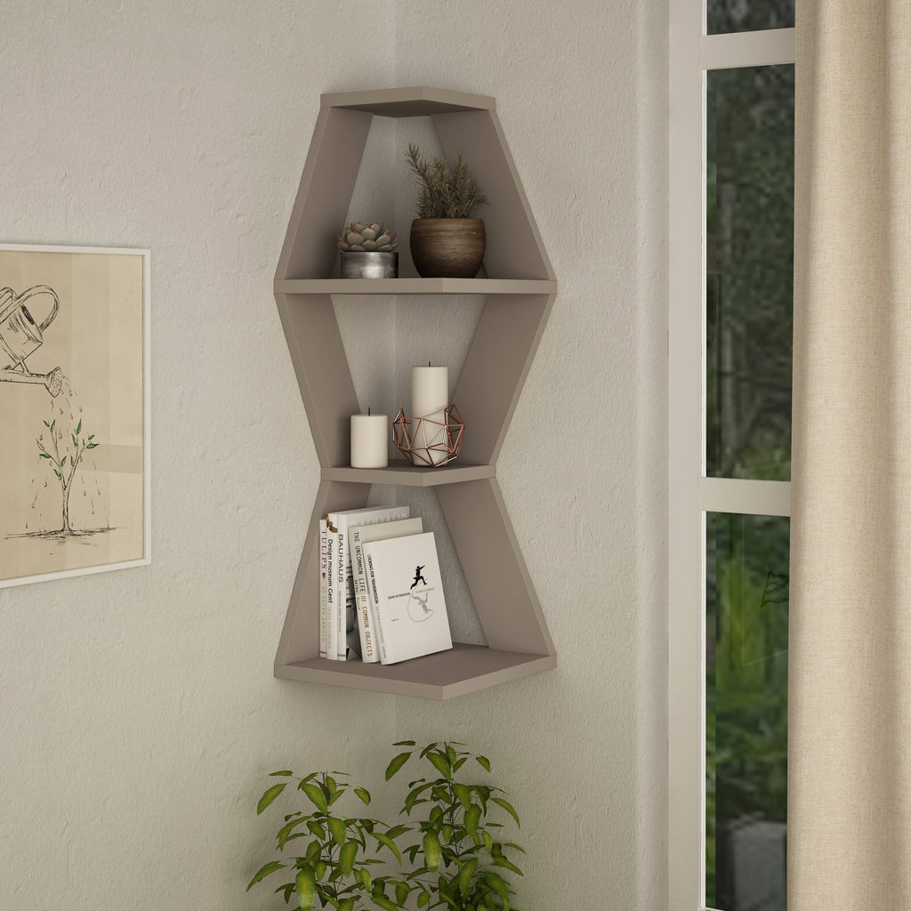 Modern Corner Wall Shelf Light Mocha E958008