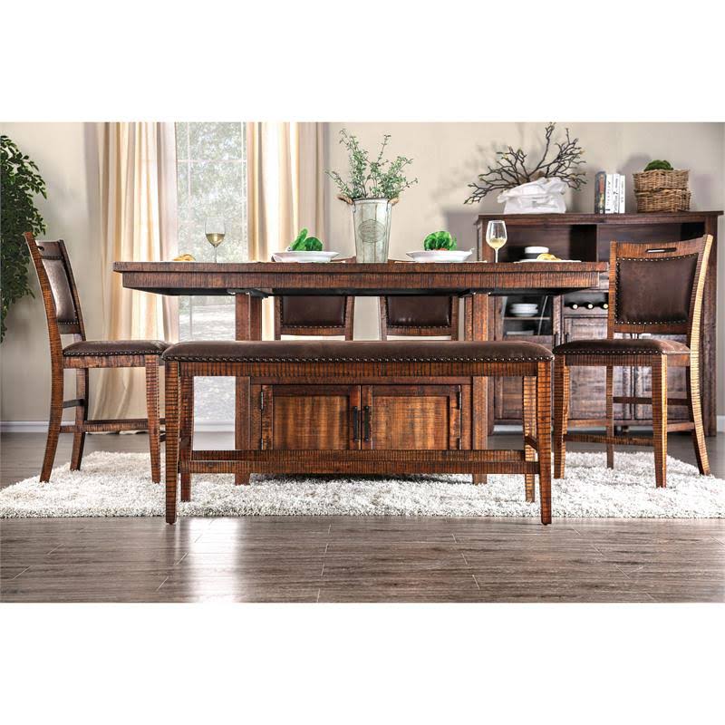 Solid Wood Counter Height Bench in Dark Oak U85978