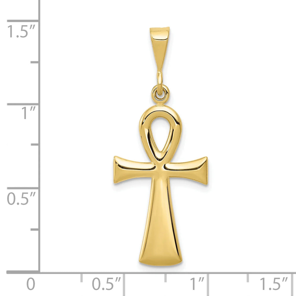 10K Yellow Gold Egyptian Ankh Cross Pendant K8555