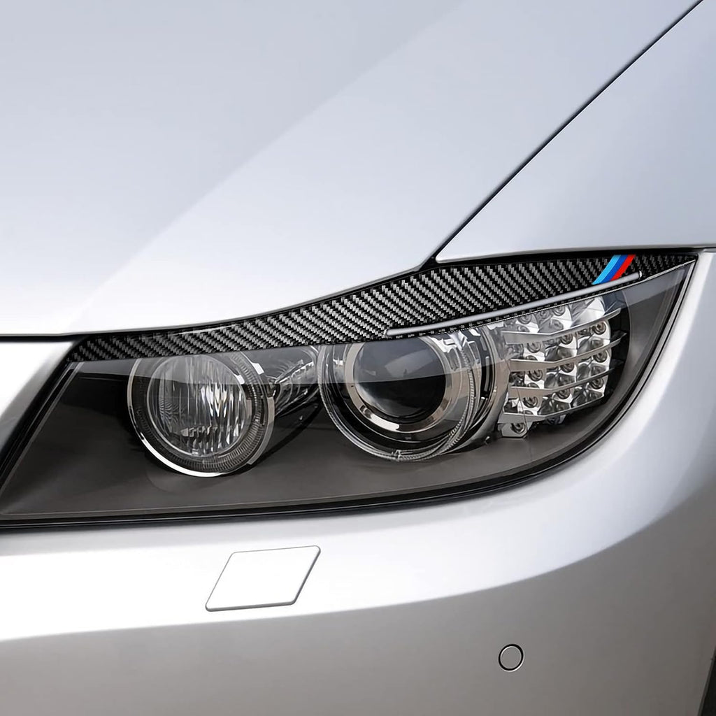 Carbon Fiber Headlights Eyebrows Sticker Decals Trim Cover for BMW E90 T1959
