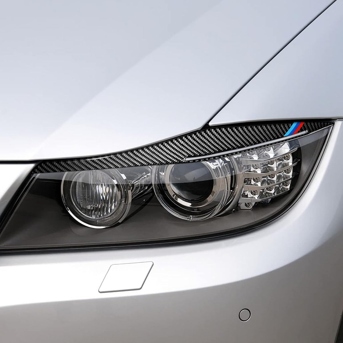Carbon Fiber Headlights Eyebrows Sticker Decals Trim Cover for BMW E90 T1959